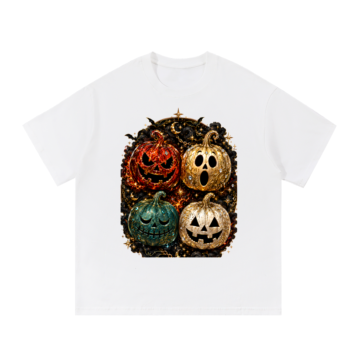 Glitzy Pumpkin Cotton T-Shirt