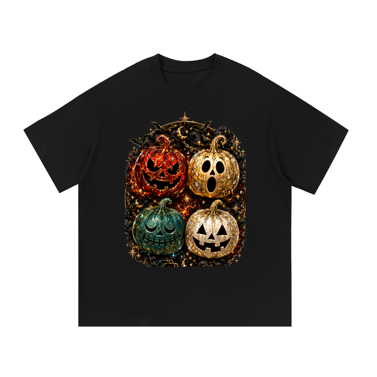Glitzy Pumpkin Cotton T-Shirt